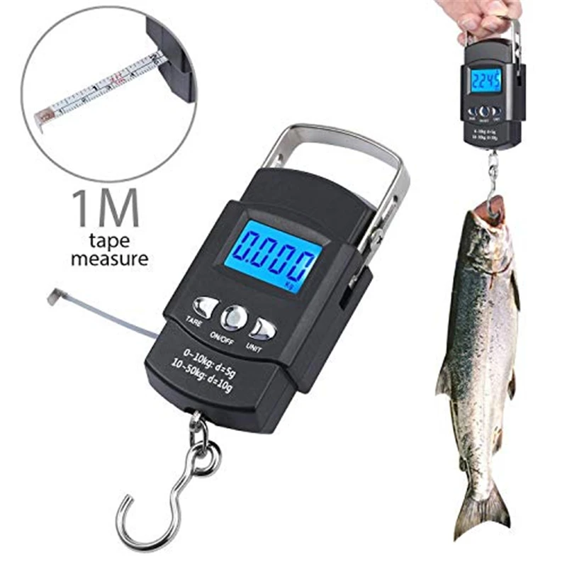 KALAIDUN Electronic Digital Hook Scale 50Kg10g Luggage Suitcase Weight Scale Pocket LCD Backlit Hand Held With Tape Measures3