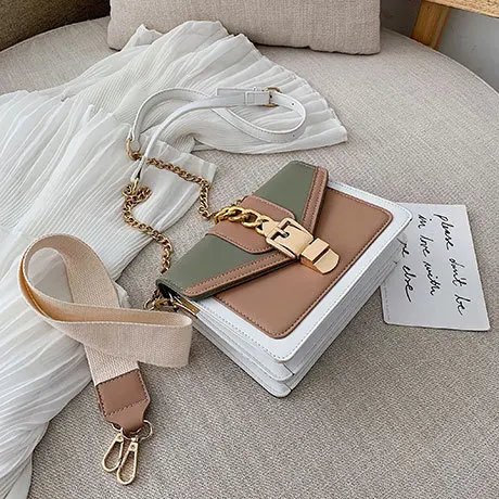 Contrast color Leather Crossbody Bags For Women Travel Handbag Fashion Simple Shoulder Messenger Bag Ladies Cross Body Bag