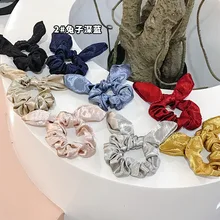 Ледяной шелк,, одноцветное кольцо для волос, новая атласная ткань, простые уши кролика, большое толстое кольцо для волос, сладкие волосы G0513