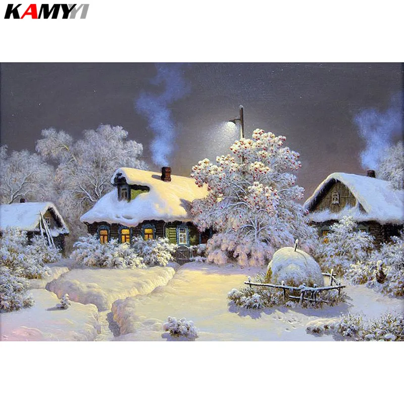 

Needlework Diamond Painting Beautiful Snow Winter Landscape Diamond Embroidery All Drill Rhinestone Mosaic Picture