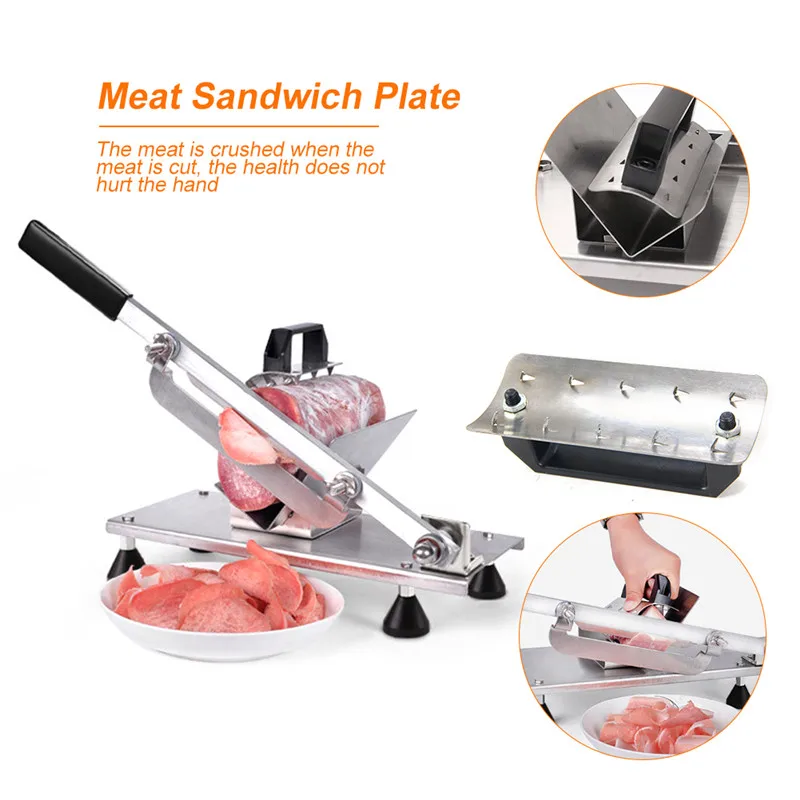 Meat Slicer Manual Stainless Steel Handle Household Thickness Adjustable Beef Mutton Sheet Bacon Vegetable Fruit Slicing Machine Home Kitchen (7)