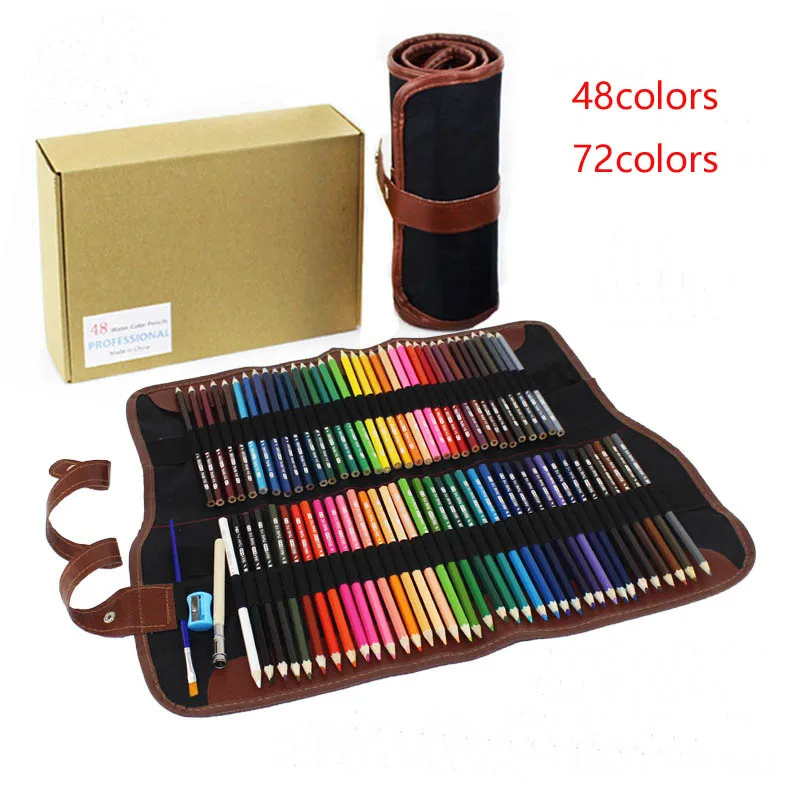 

Pencil+Pencil Case Safe Non-toxic Water Soluble Colored Pencils Set Art Painting Graffiti Kid Stationery 48/72 colours available