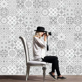 10152030cm Retro Pattern Tile Floor Sticker PVC Bathroom Kitchen Waterproof Wall Stickers Home Decor TV Sofa Wall Art Mural