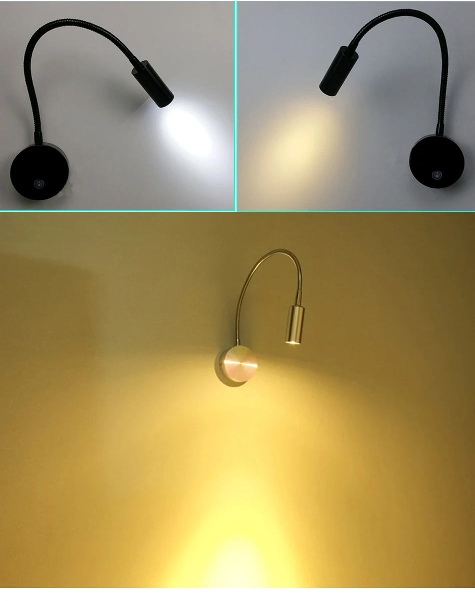 Светодиодная настенная лампа с гибким шлангом 1 Вт 3 Вт|Комнатные настенные LED