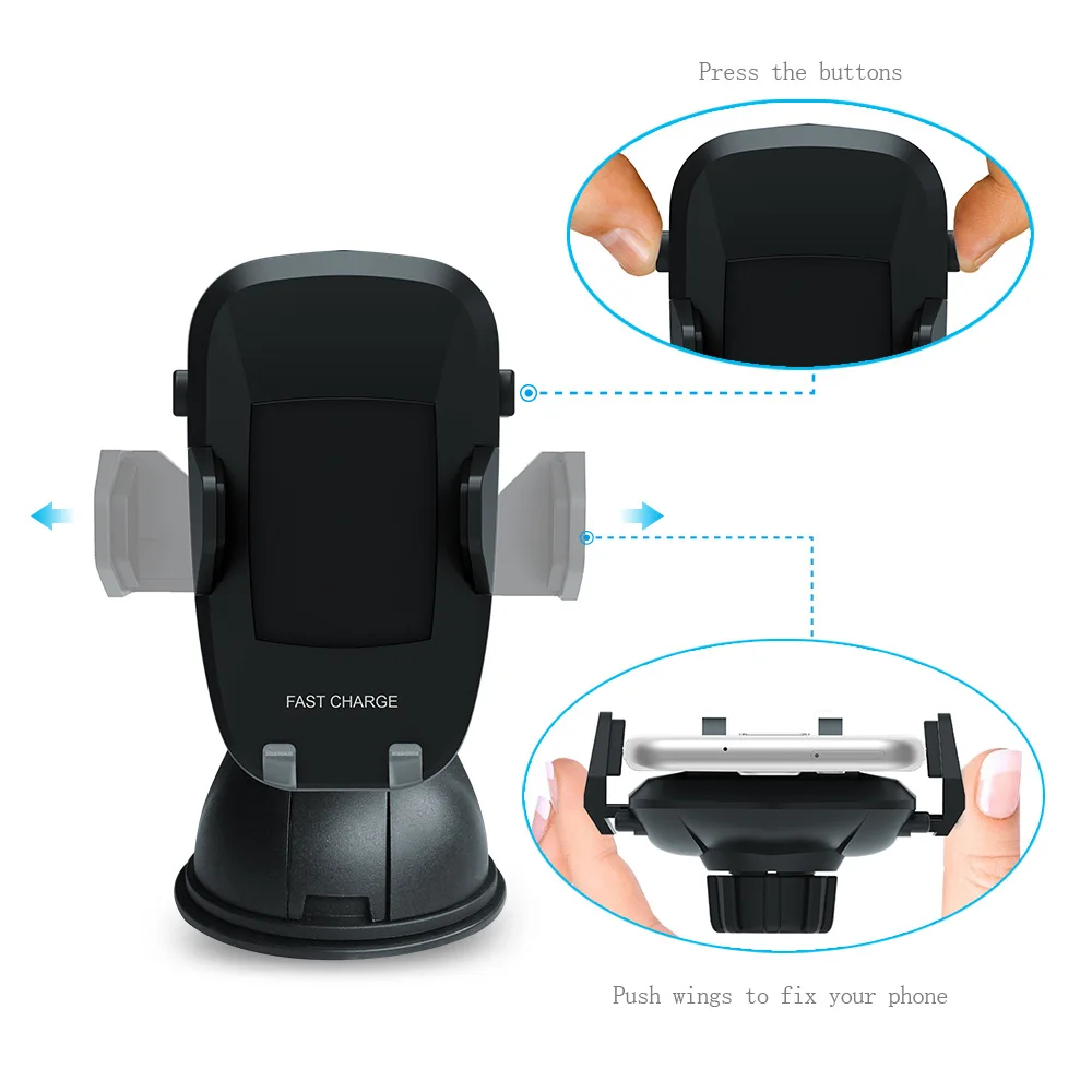 Portefeuille QI Wireless Car Charger Mount Air Vent Dash Holder for Samsung Galaxy Note 8 S8 S7 S6 edge iPhone 8 Plus X Charging (6)