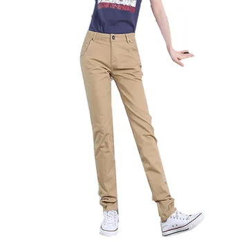 

2019 spring and summer large size women slim trousers jeans cotton elastic Korean Trend straight pants womens
