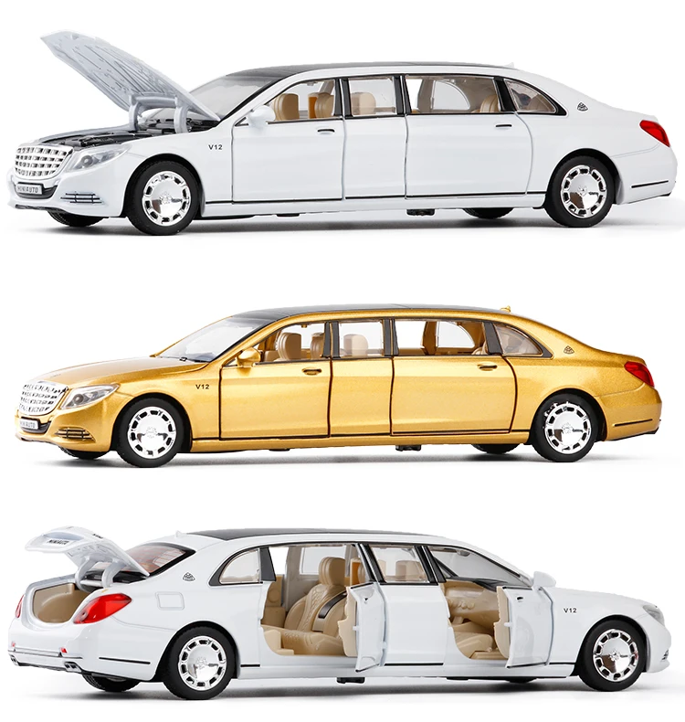 

Collectible Electric 1:24 Die Cast Car Models Metal Vehicles Toys for Children mkd3 Extended Benz S650 President Car Sound light