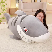 120cm Giant Plush Sharks Toys Stuffed Sea Fish Animals Big Size Shark Doll Pillows Cushion Toys for Children Birthday Gifts 220cm stuffed animals giant removable crocodile doll for decorative pillows kids toys valentines day gift juguetes brinquedos