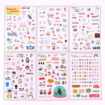 

6PCS Kawaii Pig PVC Transparent Sticker Diary Decoration Calendar Book Planner Stickers Scrapbooking Stationery School Supplies