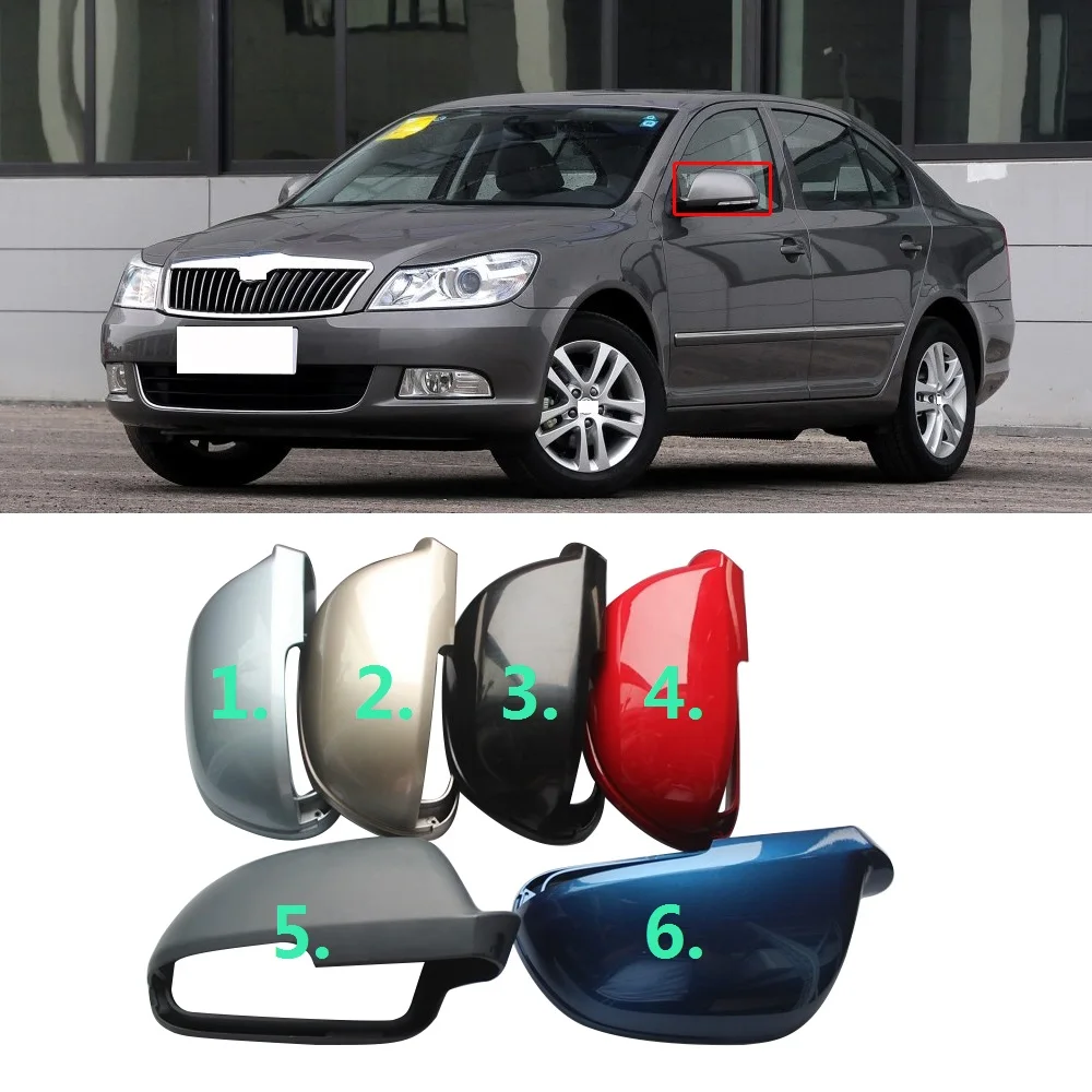

CAPQX 1pcs For Skoda superb Octavia 2009-2015 Side Rearview Mirror Cover Outside Rear View Mirror Lid Shell Cap protector Hood
