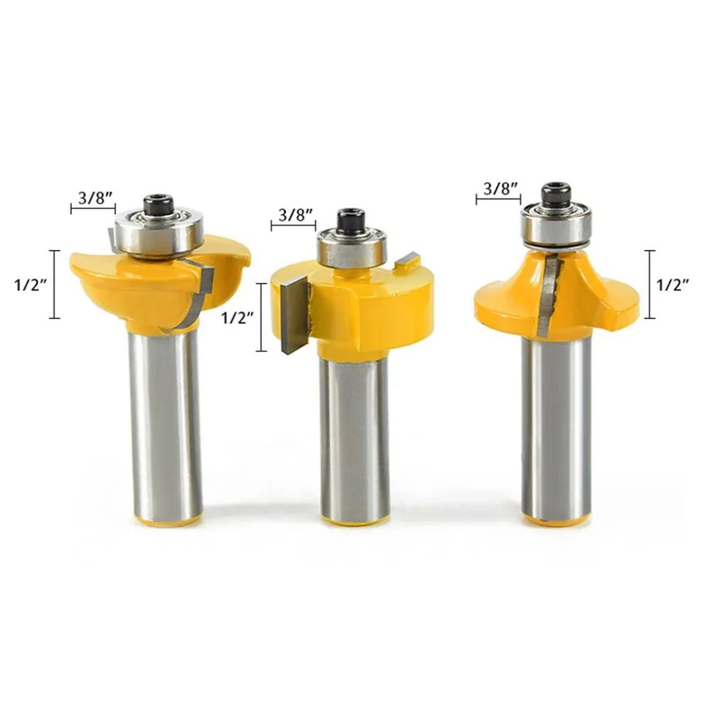 3 шт. 1/2 "хвостовик стекло двери НАБОР КОНЦЕВЫХ ФРЕЗ Деревообработка резак Keyseat Doorframe измельчители Отделка Инструменты ручные инструменты