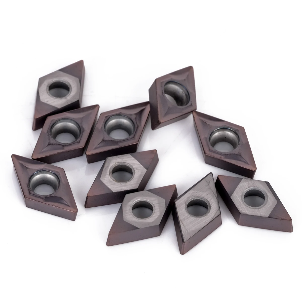 10pcs Purple Coating DCMT070202 Carbide Inserts Set with Plastic Box  For Grinding Cutting Tools