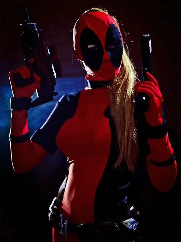 Two Style Deadpool Costume Cool Lady Deadpool Costume Red full body spandex girl/women/female Deadpool Costumes
