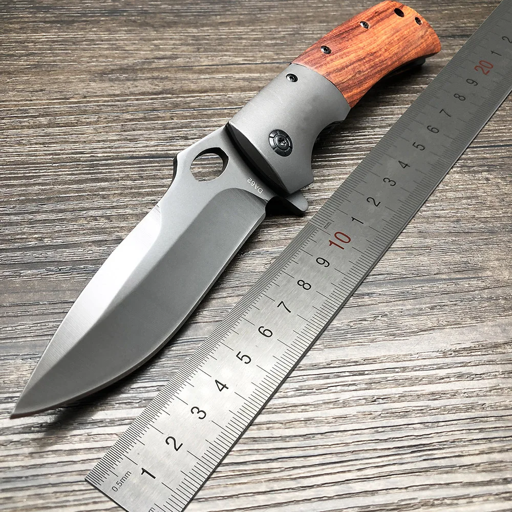 

Brown Tactical Folding Knife 5Cr13Mov Blade Steel Wood Handle Knife Survival Pocket EDC Tools Outdoor Camping Hunting Knife DA62