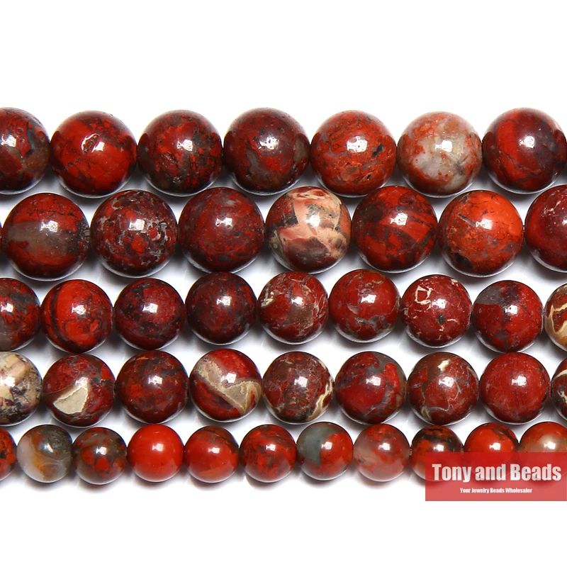 

Free Shipping Natural Stone Red Brecciated Jaspers Round Beads 15" Strand 6 8 10 12MM Pick Size For Jewelry Making