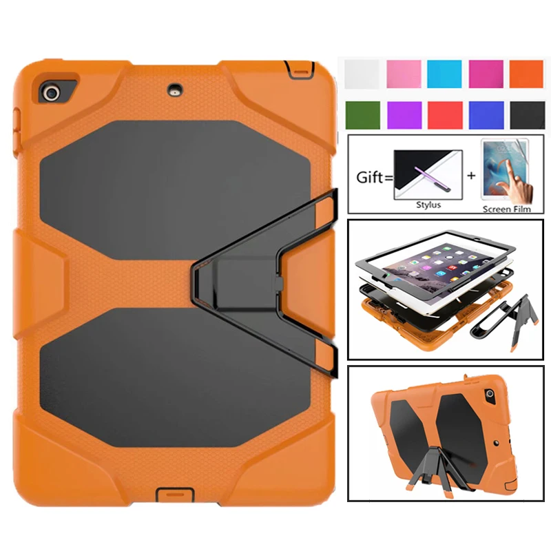 

For iPad 2 / 3 / 4 9.7“ Shockproof Kids Protector Case For iPad2/3/4 Heavy Duty Silicone Hard Cover Kickstand Design Capa Fundas