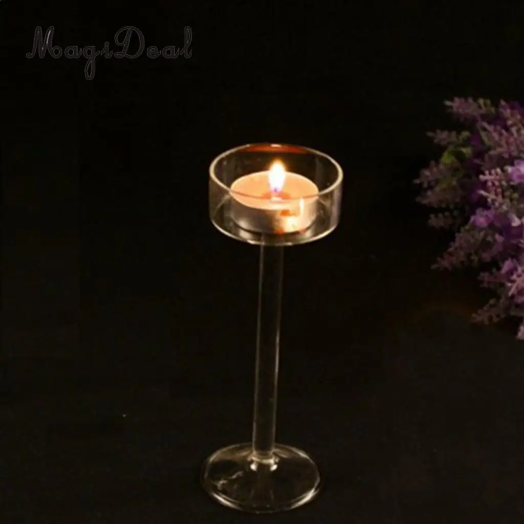 7pcs Clear Glass Candle Stand Tall Long Pillar Candle Holder