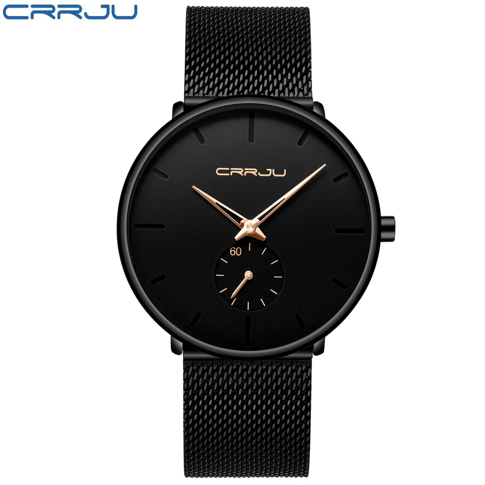 Brand Luxury Men's Watch stainless steel Strap Sport Watches Male Casual Quartz Watch Men Wristwatch Famous CRRJU Clock