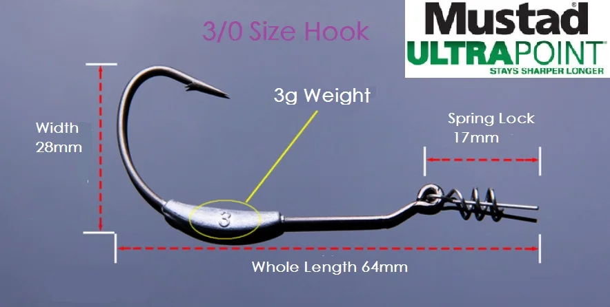Пружинный замок вес ed Mustad Utral точечный крюк, 2 г- 1/0, 2,5 г-/0,3 г- 3/0(вес/размер крючка