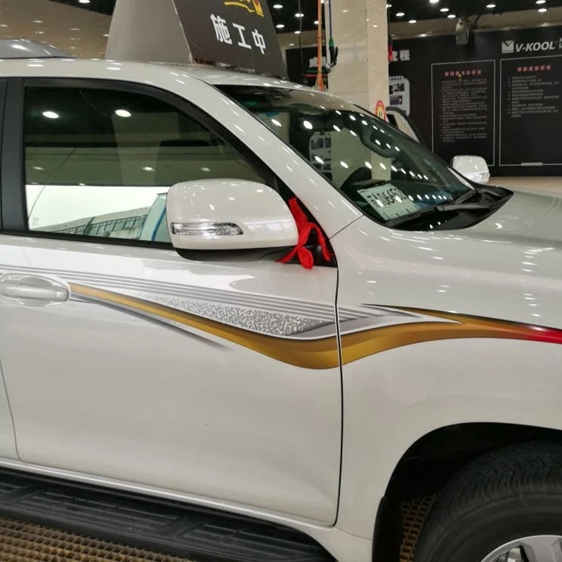 

2 PCS Car Styling Door Side Decor Sticker Auto Body Customized Stickers For 10-18 Toyota Prado 2700 Car Paste decorate