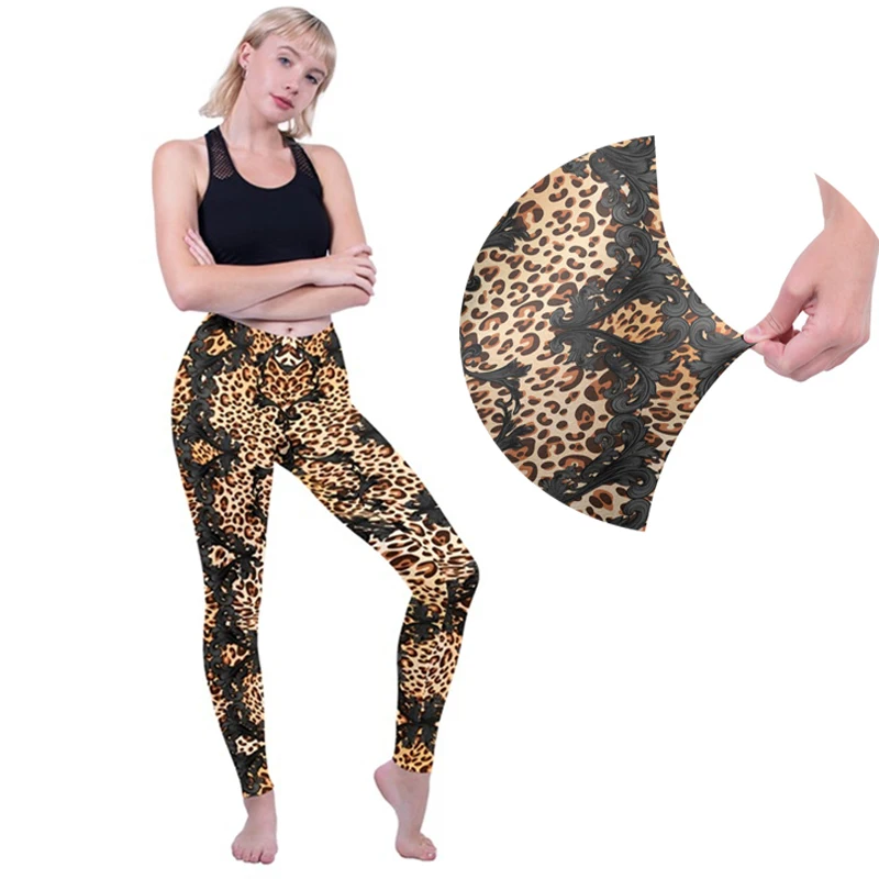 Женские винтажные леггинсы WPCZQVZA эластичные облегающие с леопардовым принтом для