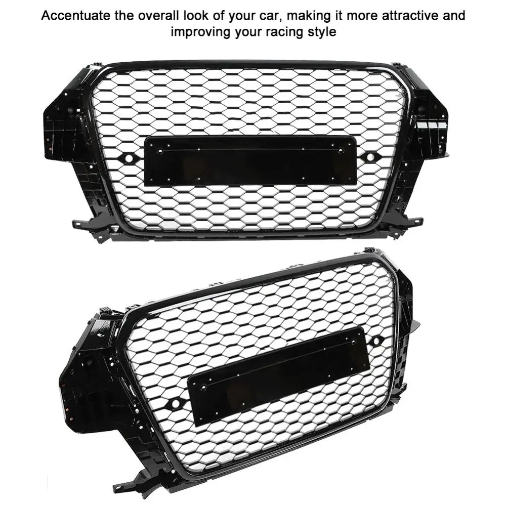 Передний бампер средняя решетка для Audi Q3 2013 для RSQ3 стиль черный серебристый передний капот решетка ABS автомобильные аксессуары