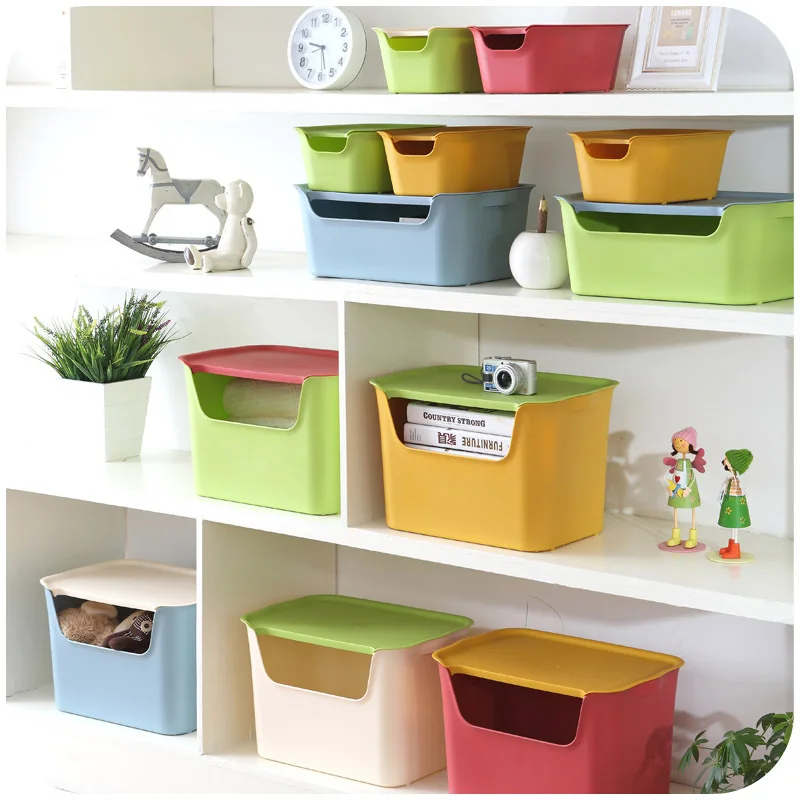 

Macaron ribbon windows covered storage box, stackable plastic storage box finishing K4514