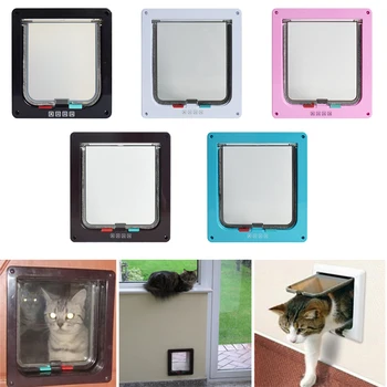 

1pc Dog Cat Door Plastic White Safe Pet Door For Large Medium Dog Freely In and Out Home Gate Animal Pet Cat Dog Door