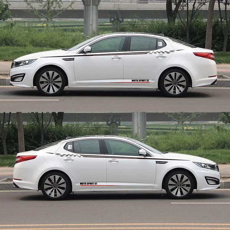 

LEFT SIDE Car Stickers Black and White Stripes Both Sides Car-styling Vinyl Personality Waterproof Stickers Customize the Size