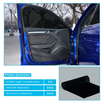 

SUNICE VLT5% Black Car Sunshade Vinyl Auto Car Window Windshield Sticker Film Solar Protection for Car Home Windows 100cmx500cm