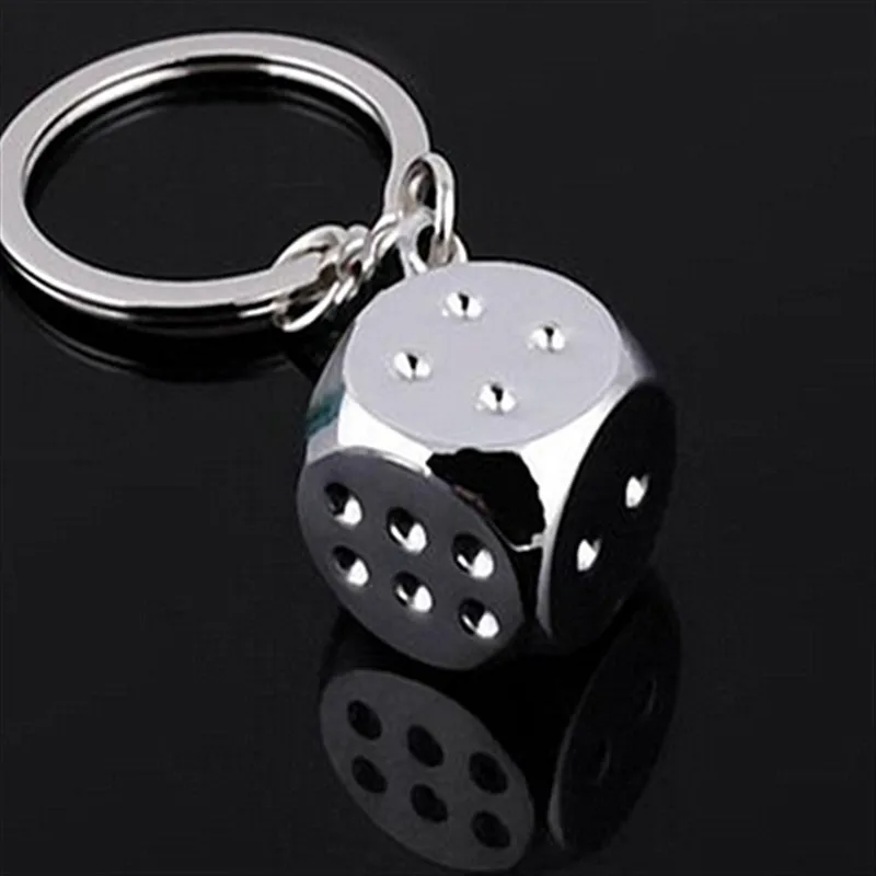10pcs/lot Keychain Key Chain Keyring Personality Metal Dice Game Zinc