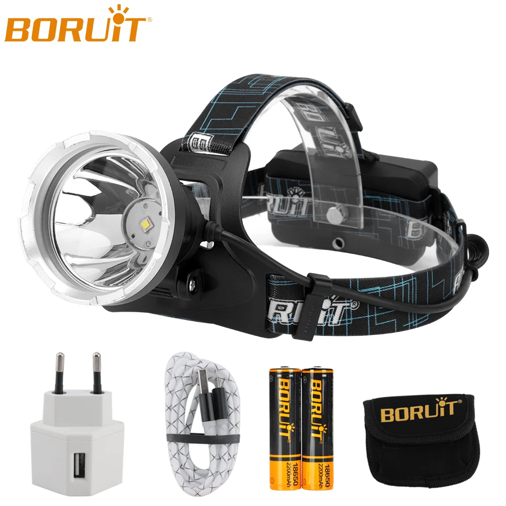 

BORUiT XM-L2 LED Memory Headlamp Flashlight USB Rechargeable Headlight Waterproof Camping Hunting Head Torch Outdoor Flood Light