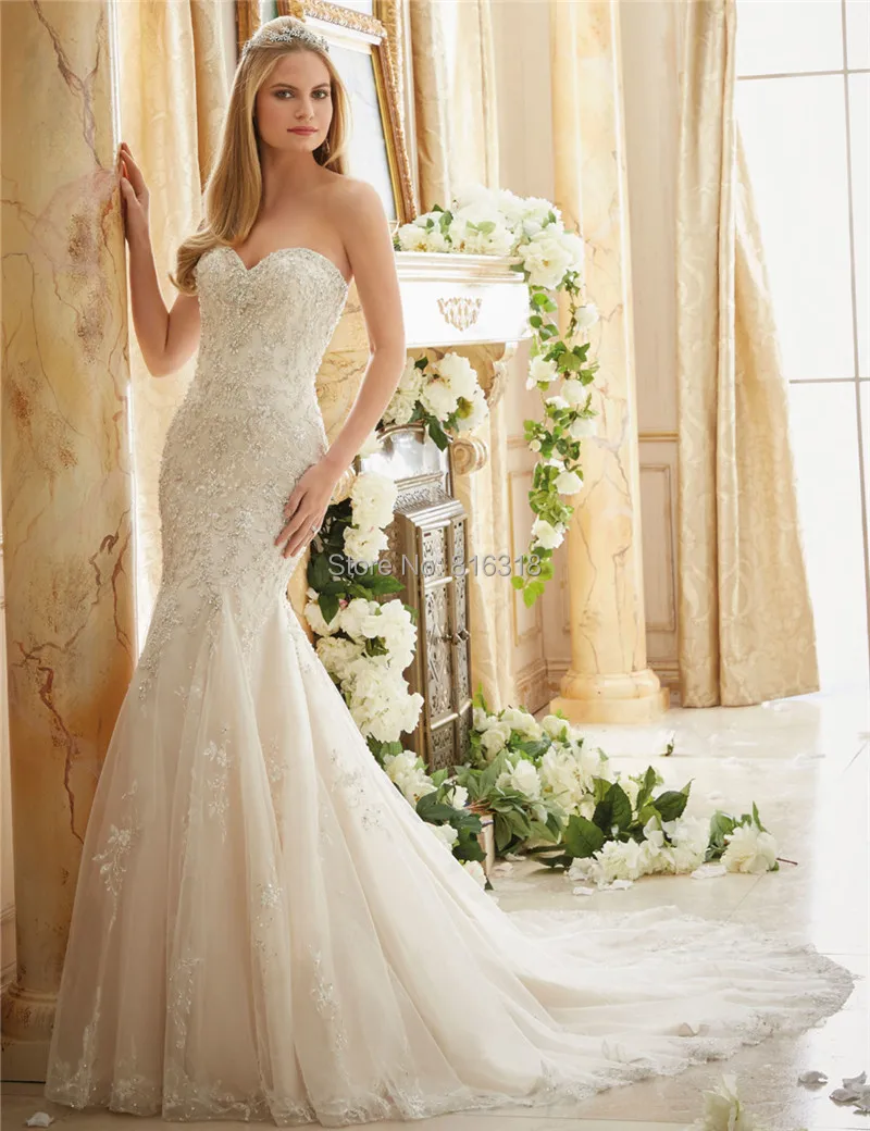 Sweetheart Lace Glitter Wedding Dresses Bling Bridal Gowns