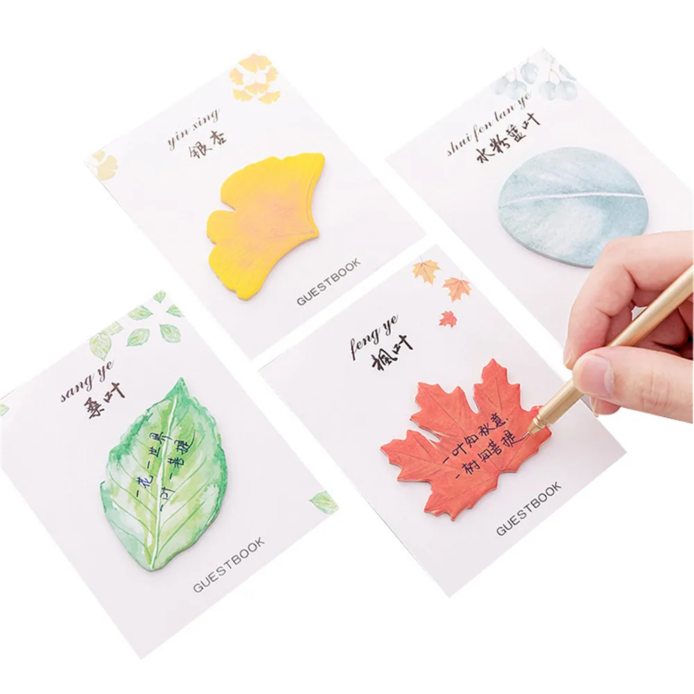 

Creative Colorful Leaves Decorative Stationary Sticker Notes Ginkgo Self-adhesive Sticky Note Landscape Notepads Stickers B045