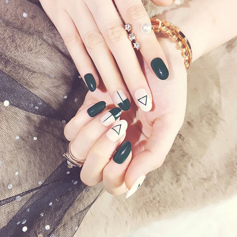 24 шт./компл. темно-зеленый Треугольники поддельные пилка для ногтей Nail Art инструменты женский гигиеничный продукт для товары для здоровья