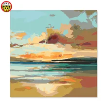 Известные картины розовые облака абстрактное небо рисование на холсте, цифровые DIY изображения пронумерованы с рамкой изображения пронумерованы с