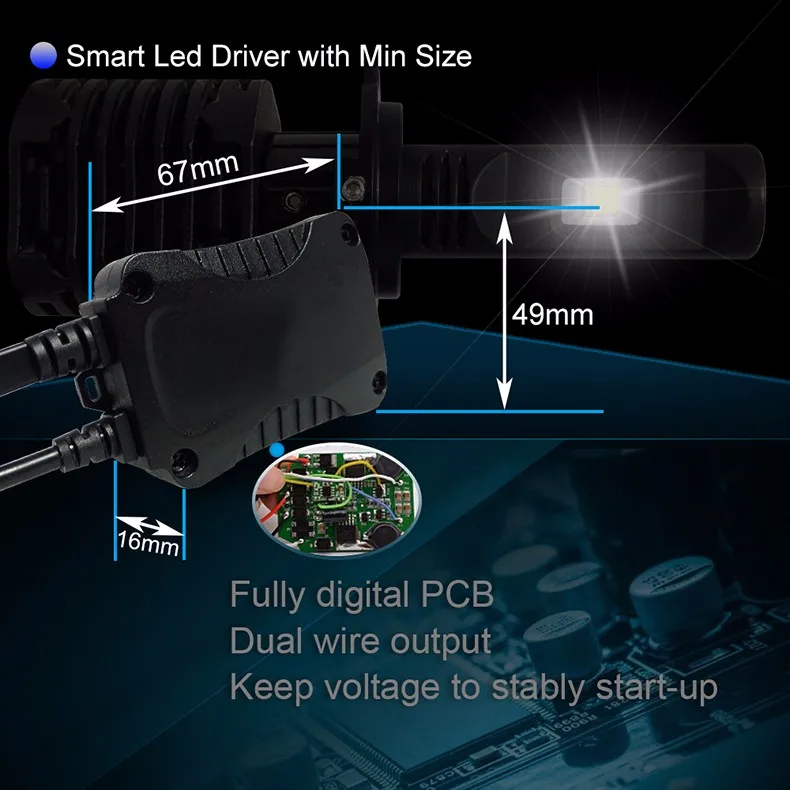 Autoki P8 комплект автомобильных светодиодных фар MZ чипы H4 H7 H8/H9/H11 9005 HB3 9006 HB4 H13 9007 D1 5202 9012 H15 80 Вт 10000LM 6000 К лампы