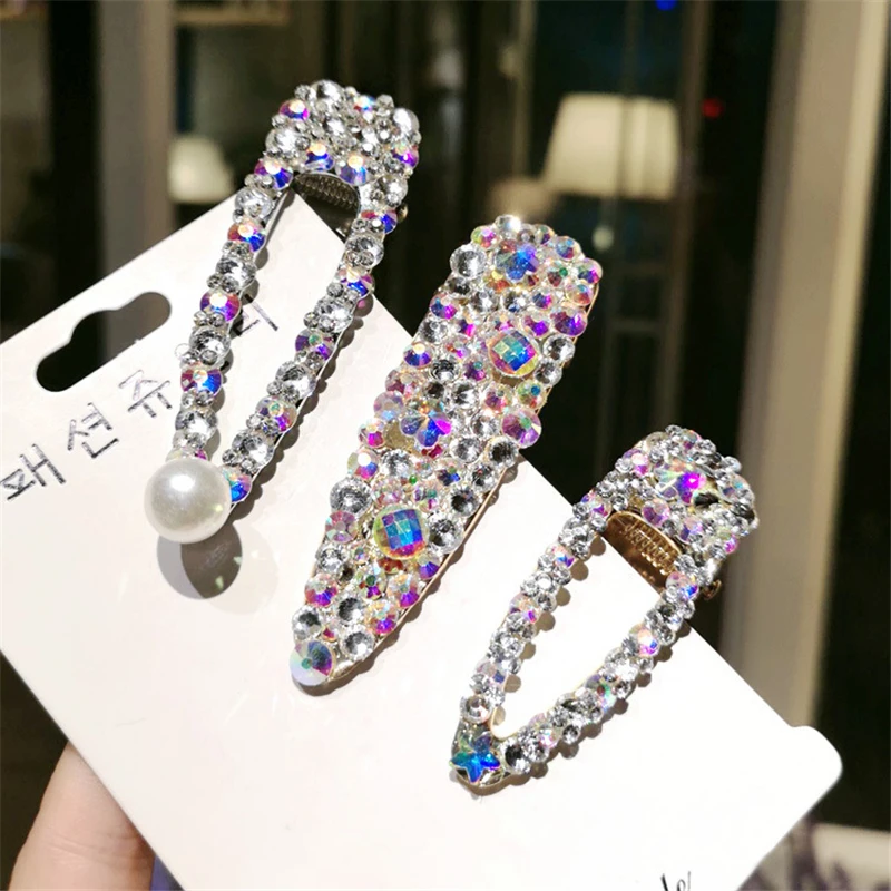 

Luxury Pearl Crystal Hair Clips For Women temperament full Reinstone Pearl Elegant Barrettes Hairgrips Hair Accessories