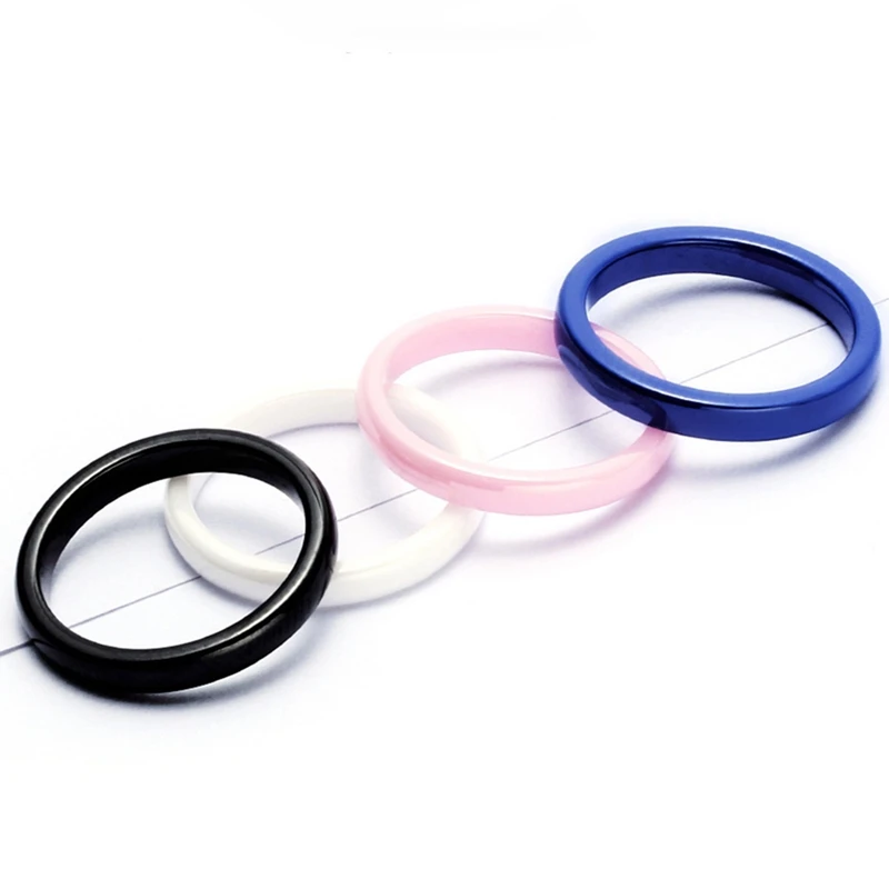 

Fahion 3mm Light Pink Black White Blue Beautiful Smooth Ceramic Ring For Women Modern Wedding Ring Jewelry Gifts