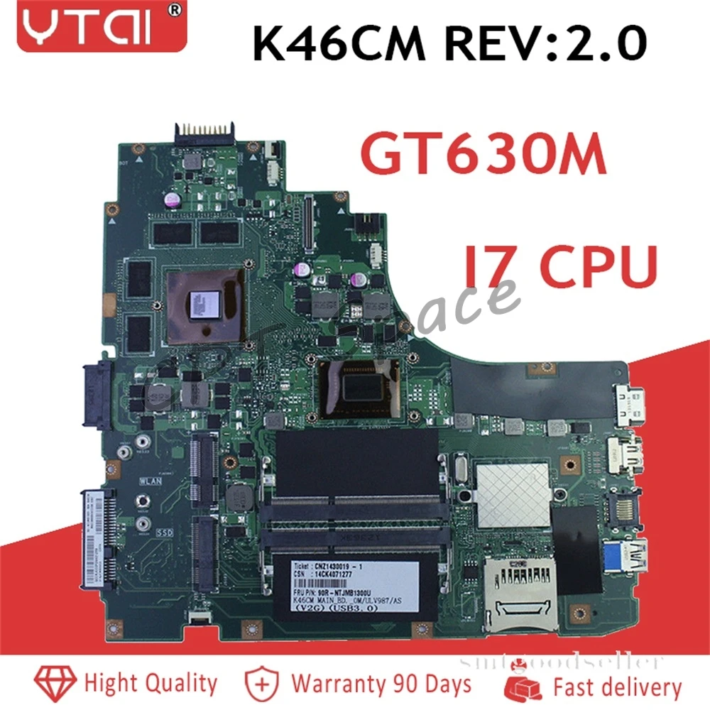 

K46CM Motherboard CPU I7 GT630M For ASUS k46CB k46CM S46C A46C Laptop motherboard K46CM Mainboard K46CM Motherboard test 100% OK