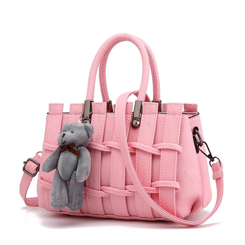 Fashion Ladies Handbags With Cute Bear Toy Women Shoulder Bags Cute
