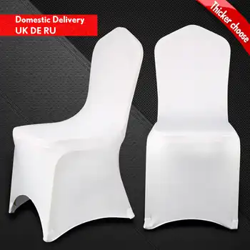 Awillhome 100 Pcs White Spandex Chair Cover 190gsm For Wedding Event Party Home Decoration Flat/Arch