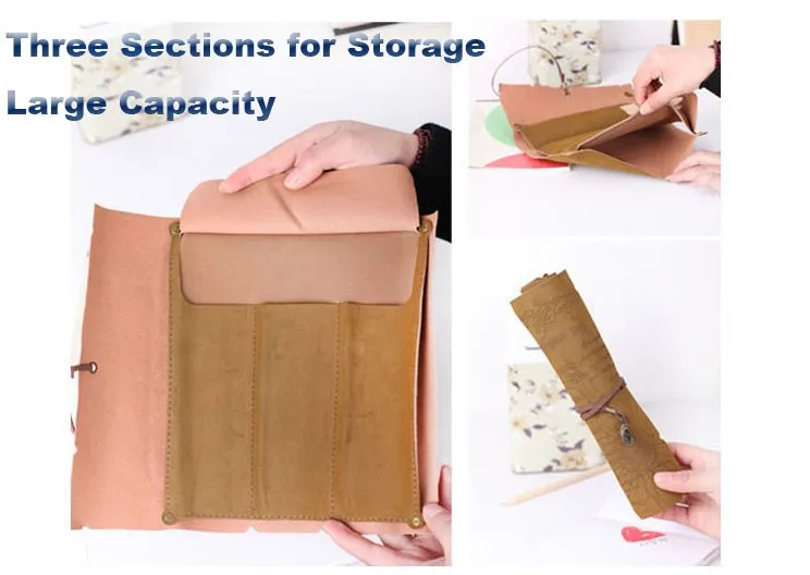 1 adet vintage korsan hazine haritasi tarzi haddelenmis pu deri kalem cantasi ve kalem kutusu bronz kolye okul ve ofis icin