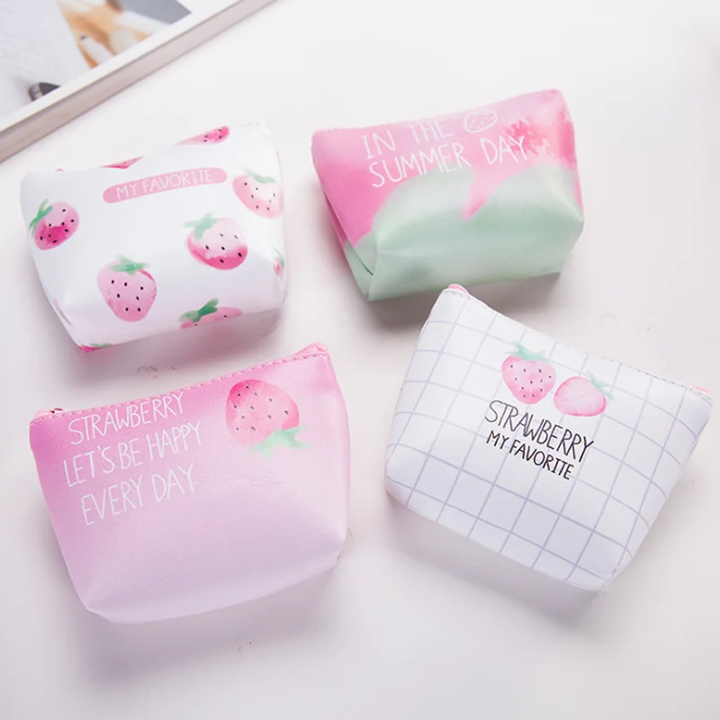 

1 Pcs Hot Sale Fresh Style Strawberry In The Summer Day Coin Storage Stationery Storage Organizer Bag Student Prize Card Holder