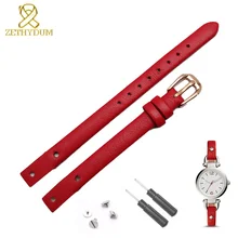 Браслет из натуральной кожи, ремешок для женщин, модный ремешок для часов, маленький ремешок, 7 мм, 8 мм, для fossil ES4340, ES4119, ES4000, ремешок для часов с винтом