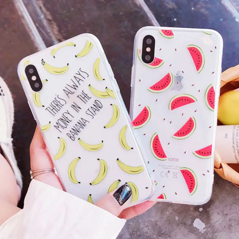 Summer Fresh Banana Watermelon Clear Transprent TPU Case Cover for IPhone X 6S 7 8 Plus For Xiaomi MIx 2 6X Huawei P20 Pro |