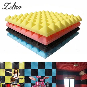 

Acoustic Soundproof Sound Stop Absorption Pyramid Wedge Tiles Foam Studio Foam Sponge 4 Colors 50 x 50 x 2cm Drum Room Accessory