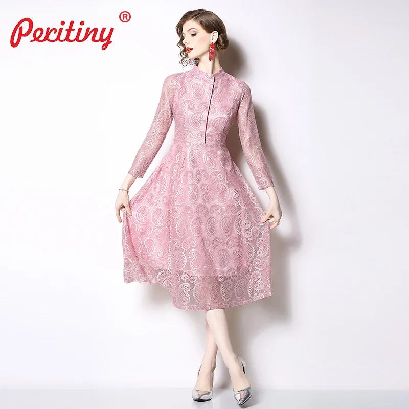

Peritiny Spring Summer Dresses Women 2019 Office Lady Party Dress Lace Formal Dress Women Elegant Tunica Womens M-3XL