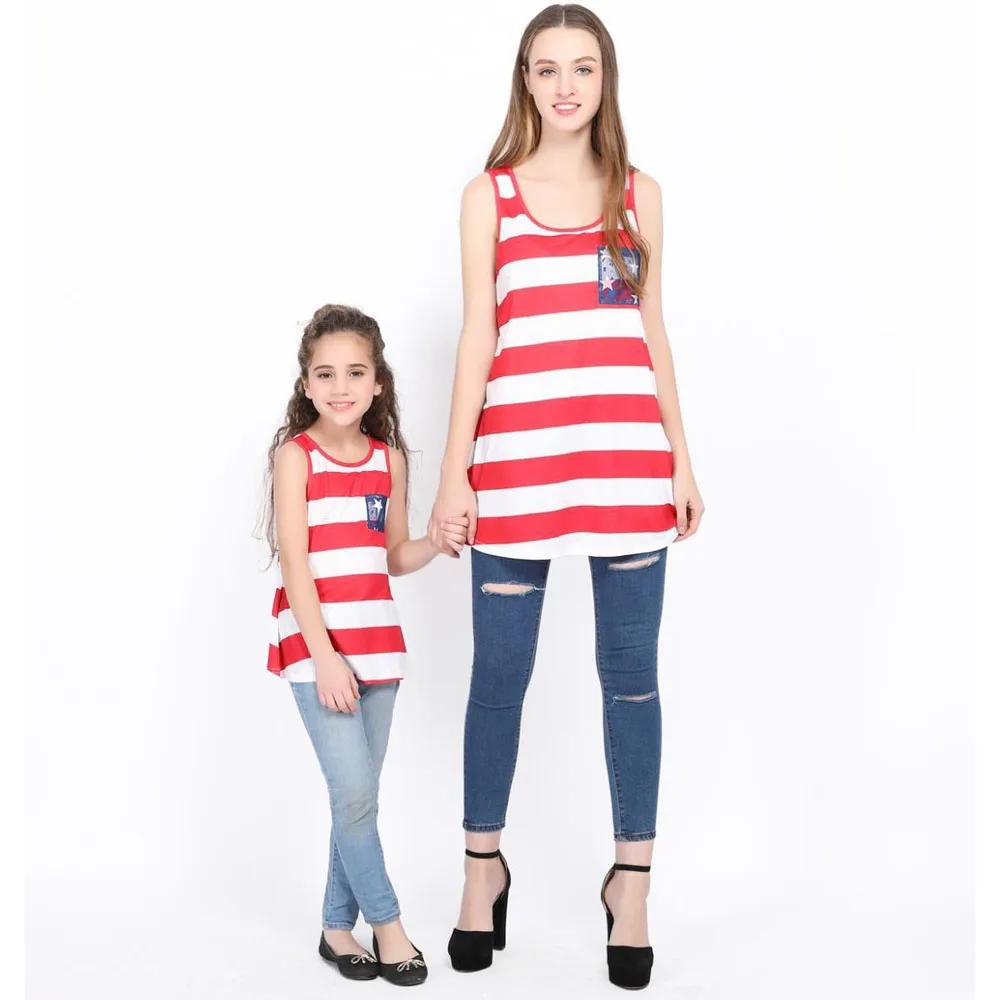 

Family matching mother daughter Lace Backless T-Shirts mom and daughter striped T-Shirts kids parent child outfits