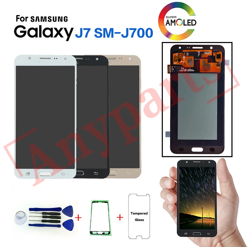

AMOLED For Samsung J7 2015 J700 SM-J700F LCD Display screen replacement for samsung J700H J700M J700T J700P display LCD module